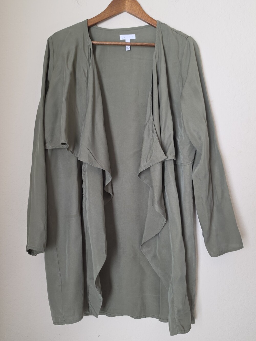 Leith Drape Front Jacket Womens Size Medium Army Green Minimalist Boho Chic